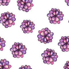 Seamless pattern on a white background watercolor flowers