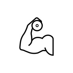 Biceps icon. Biceps arm holding dumbbell. Vector. Isolated. Line style.
