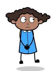 Obraz premium Feeling Guilty - Retro Black Office Girl Cartoon Vector Illustration