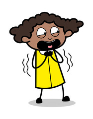 Screaming in Fear - Retro Black Office Girl Cartoon Vector Illustration