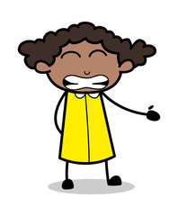 Irritating Face - Retro Black Office Girl Cartoon Vector Illustration