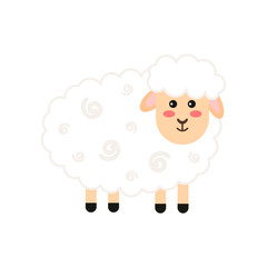 Little lamb on a white background. Vector illustration