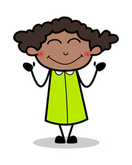 Blushing Face - Retro Black Office Girl Cartoon Vector Illustration