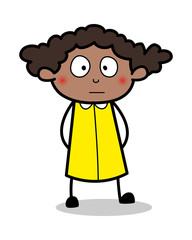 Speechless face Expression - Retro Black Office Girl Cartoon Vector Illustration