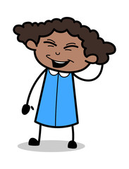 Obraz premium Having Fun and Laughing - Retro Black Office Girl Cartoon Vector Illustration