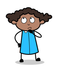 Rolling Eyes - Retro Black Office Girl Cartoon Vector Illustration