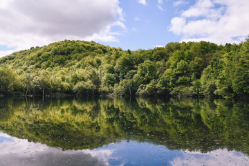  Small lake in the mountains without people in Basque Country