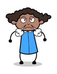Very Aggression - Retro Black Office Girl Cartoon Vector Illustration
