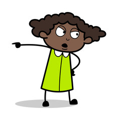 Showing in Aggression - Retro Black Office Girl Cartoon Vector Illustration
