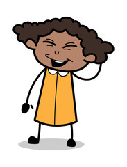 Laughing on Funny Joke - Retro Black Office Girl Cartoon Vector Illustration