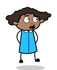 Afraid - Retro Black Office Girl Cartoon Vector Illustration