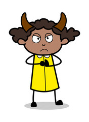 Obraz na płótnie Canvas Bad Person - Retro Black Office Girl Cartoon Vector Illustration