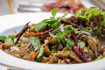  delicious Thai spicy mixed salad in bowl