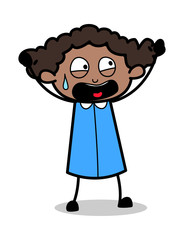 Screaming in Fear - Retro Black Office Girl Cartoon Vector Illustration