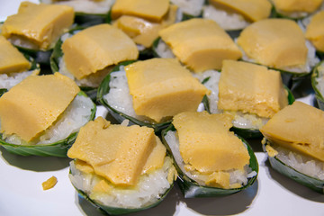  delicious Thai dessert in banana leaf