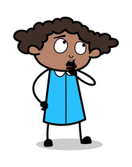 Confusion - Retro Black Office Girl Cartoon Vector Illustration