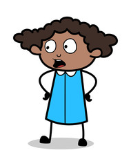 Conversation - Retro Black Office Girl Cartoon Vector Illustration