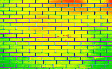 abstract brick wall background yellow and green gradient