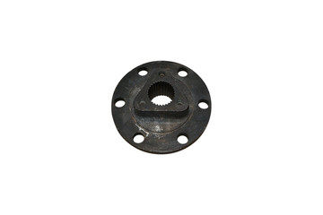 A spare part of motorcycle clutch hub flange rear wheel isolated on white background.