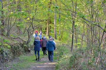 Fototapeta premium Groupe de randonneurs à Plougrescant en Bretagne