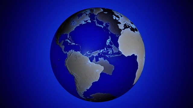Blue transparent 3d animated earth showing the borders of the country Israel (with Gaza Strip and West Bank) and the capital Jerusalem in 4K resolution at daytime