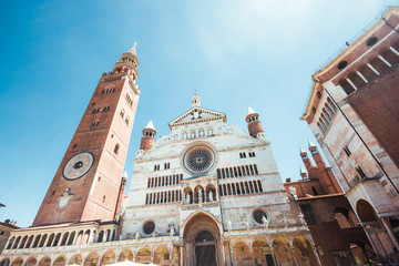 Cathedral of Cremona with bell tower, Lombardy, Italy - obrazy, fototapety, plakaty