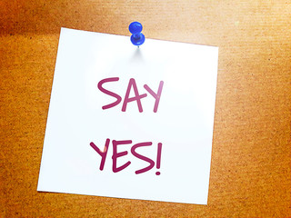 say yes on white sticky note