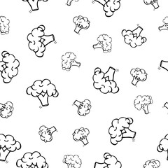 simple vector seamless pattern hand draw sketch, three brocoli for wrapping paper, background, curtain, etc