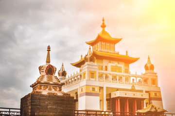 Fototapeta premium Photo of bhuddhist temple - khurul golden abode of the Buddha Shakyamuni