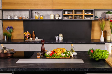 Beautifully served whole cooked chicken