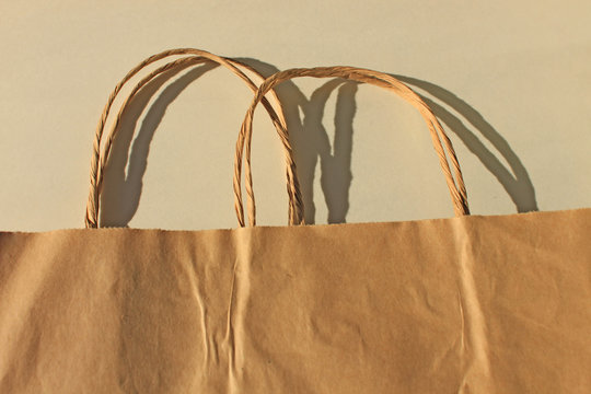 Disposable bags of kraft paper isolated, eco style living, ecological and economical pacaging.