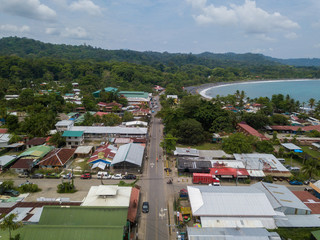 Fototapeta premium Beautiful aerial view of Puerto Viejo Beach in Costa Ricas Caribbean