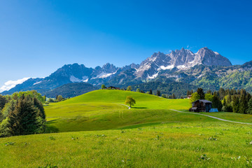 Fototapeta na wymiar Panoramic view of idyllic alpine scenery, Kitzbühel, Tyrol, Austria
