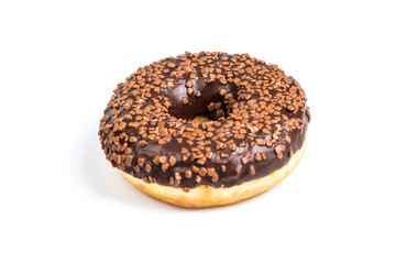 Sweet chocolate donut isolated on white background