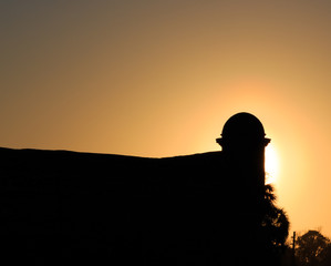 Spanish fort in silhouette in St Augustine, FL