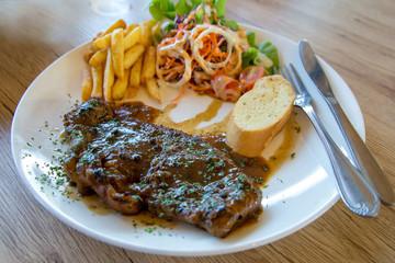 Beef Sirloin grilled steak, close-up