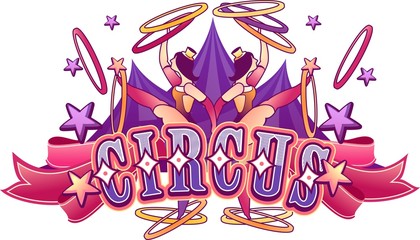 circus retro poster badge