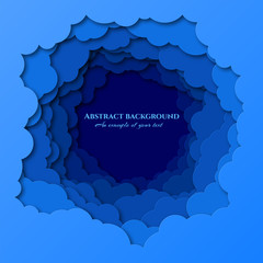 The sky is visible through a large number of Obaks. Cumulus in a circle. Paper cut design for packaging, advertising, books, invitations, booklets. Night. Vector illustration