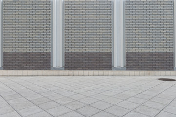 street wall background ,Industrial background, empty grunge urban street with warehouse brick wall