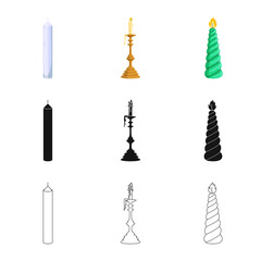 Vector design of relaxation and flame logo. Collection of relaxation and wax vector icon for stock.