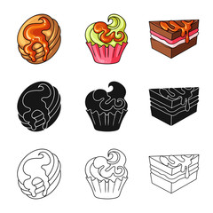Vector design of confectionery and culinary icon. Set of confectionery and product stock vector illustration.