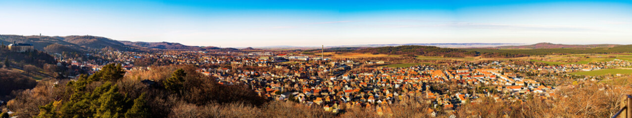 panoramic view of blankenburg harz-mountains