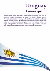 Flag of Uruguay, Oriental Republic of Uruguay. Template for award design, an official document with the flag of Uruguay. Bright, colorful vector illustration.