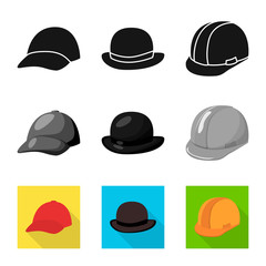 Vector design of clothing and cap sign. Collection of clothing and beret stock vector illustration.