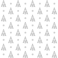 Seamless vector pattern. symmetrical background with hand drawn decorative trees. Black and white print. Graphic abstract design, illustration for wrapping, wallpaper, fabric, packaging, textile