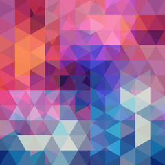 Obraz premium Abstract background consisting of pink, purple, blue triangles. Geometric design for business presentations or web template banner flyer. Vector illustration