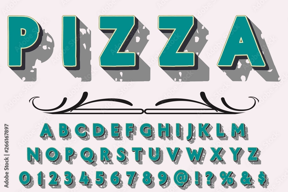 Fototapete 3d font alphabet script typeface handcrafted handwritten vector label design