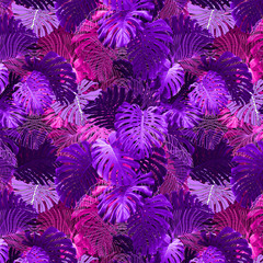 Adorable seamless design pattern with tropical leaves, can be used as wallpaper