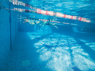 underwater view of pool with lines