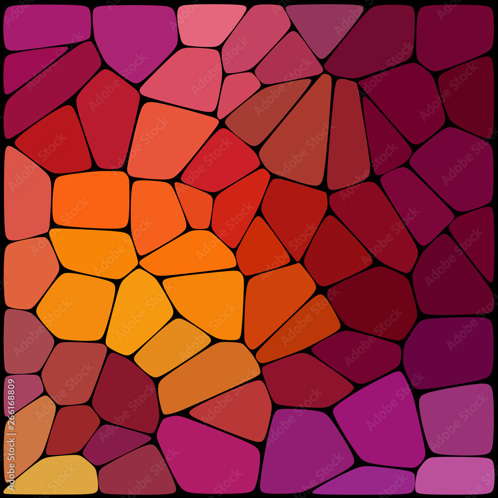 Poster abstract background consisting of black lines with rounded edges of different sizes and red, pink, p